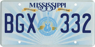 MS license plate BGX332