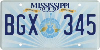 MS license plate BGX345
