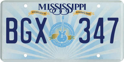 MS license plate BGX347