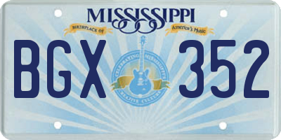 MS license plate BGX352