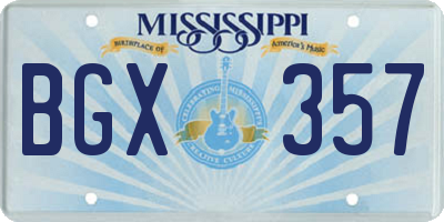 MS license plate BGX357