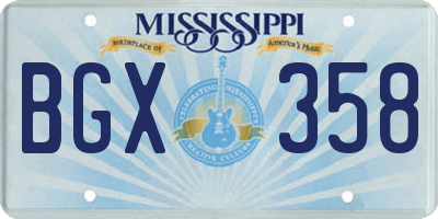 MS license plate BGX358