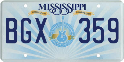 MS license plate BGX359