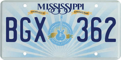 MS license plate BGX362