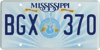MS license plate BGX370