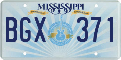 MS license plate BGX371