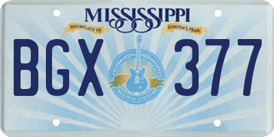 MS license plate BGX377