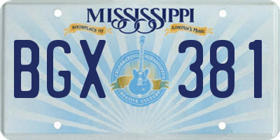 MS license plate BGX381