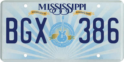 MS license plate BGX386