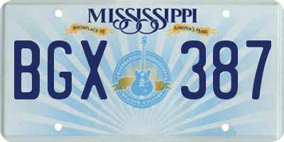 MS license plate BGX387