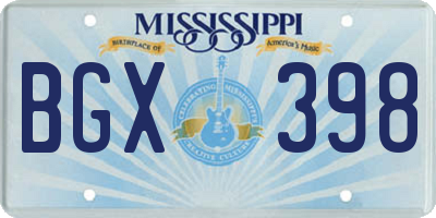 MS license plate BGX398