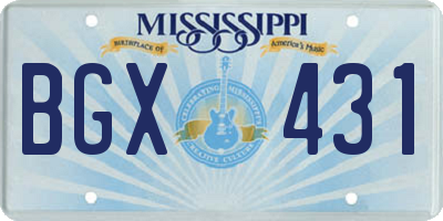 MS license plate BGX431