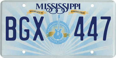 MS license plate BGX447