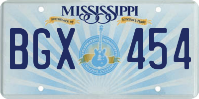 MS license plate BGX454