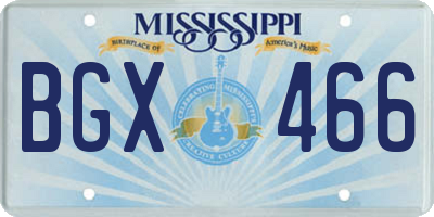 MS license plate BGX466