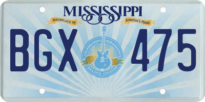 MS license plate BGX475