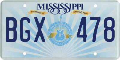 MS license plate BGX478