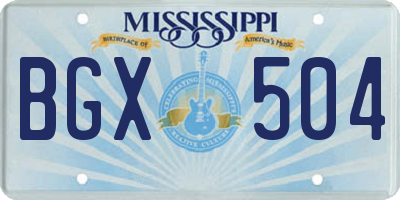 MS license plate BGX504