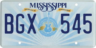MS license plate BGX545