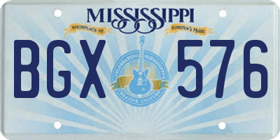 MS license plate BGX576