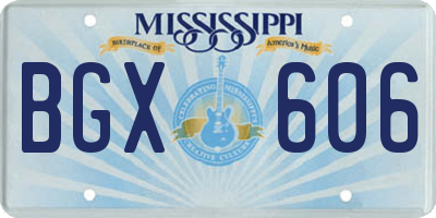 MS license plate BGX606
