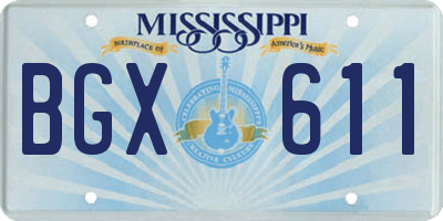 MS license plate BGX611
