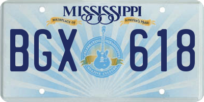 MS license plate BGX618
