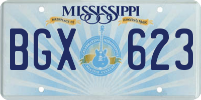 MS license plate BGX623