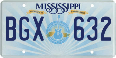 MS license plate BGX632