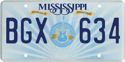 MS license plate BGX634
