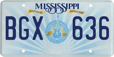 MS license plate BGX636