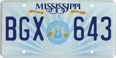 MS license plate BGX643