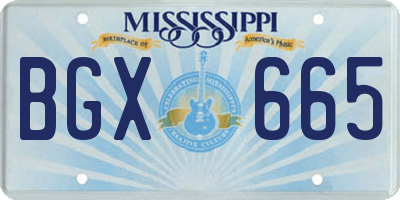 MS license plate BGX665