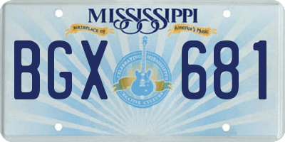 MS license plate BGX681