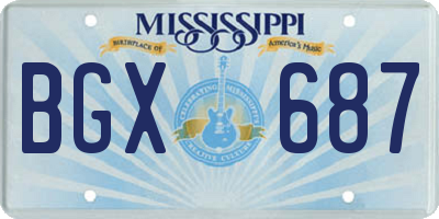 MS license plate BGX687