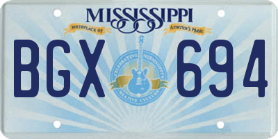 MS license plate BGX694