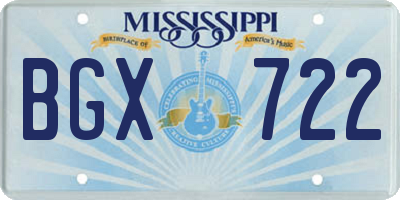MS license plate BGX722