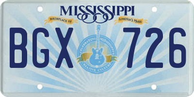 MS license plate BGX726