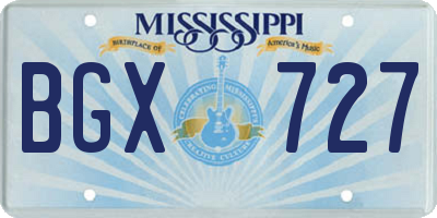 MS license plate BGX727