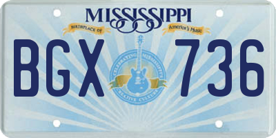 MS license plate BGX736