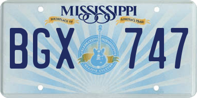 MS license plate BGX747