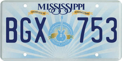 MS license plate BGX753