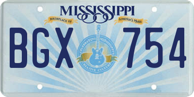 MS license plate BGX754
