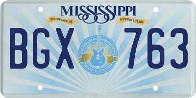 MS license plate BGX763