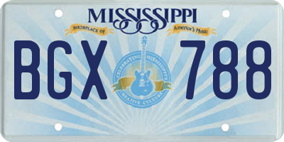 MS license plate BGX788