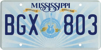 MS license plate BGX803