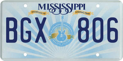 MS license plate BGX806