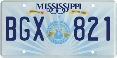 MS license plate BGX821
