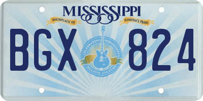 MS license plate BGX824