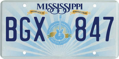 MS license plate BGX847